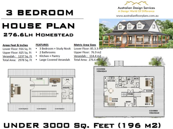 3 Bedroom + Study Loft House Design:276.6RH